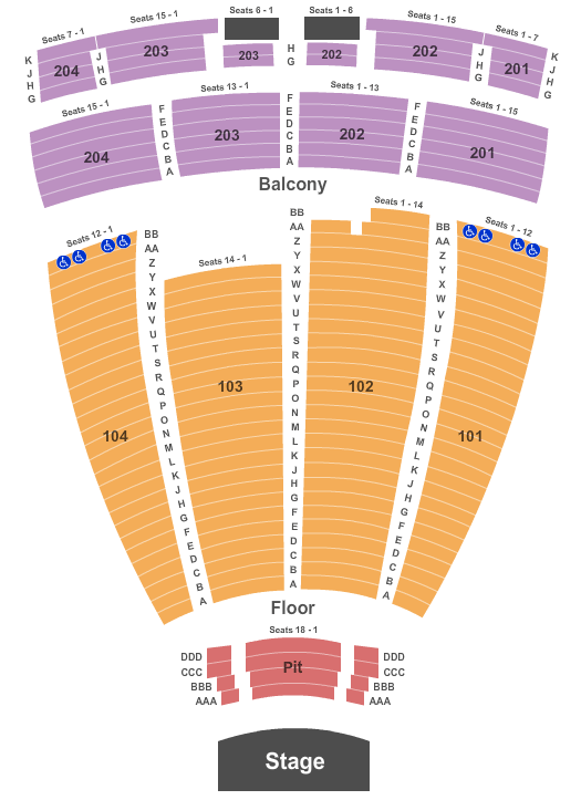 Cullen Performance Hall Seating Chart: Endstage 2
