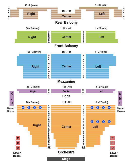 Curran Theatre Seating Chart: End Stage
