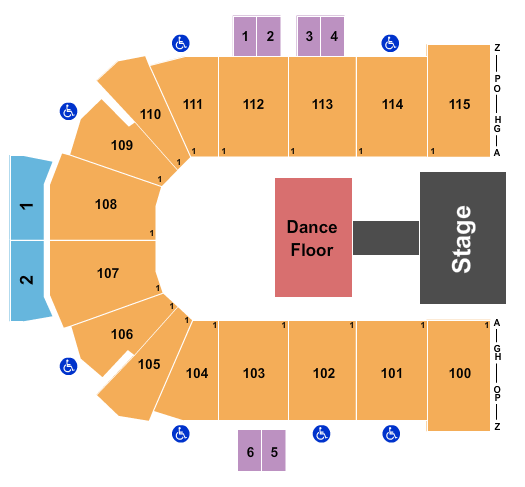 Curtis Culwell Center Seating Chart: Endstage Dance Floor 2