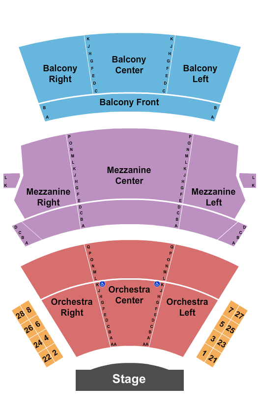 Cutler Majestic Theatre Seating Chart: End Stage