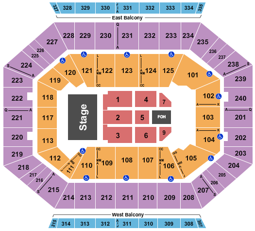 DCU Center Seating Chart: Endstage Flr 1-7