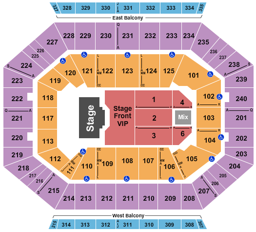 DCU Center Seating Chart: Endstage Stage Front VIP