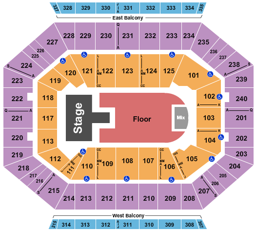 DCU Center Seating Chart: GA Floor with Catwalk