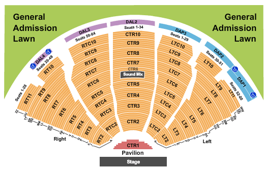 Pine Knob Music Theatre Seating Chart: End Stage
