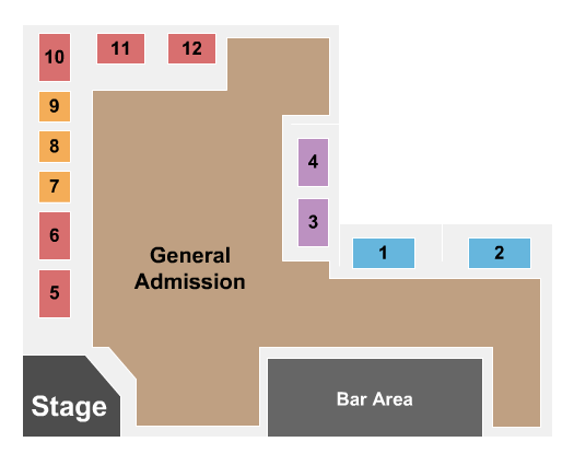 Dan Electro's Guitar Bar Seating Chart: Endstage Tables 2