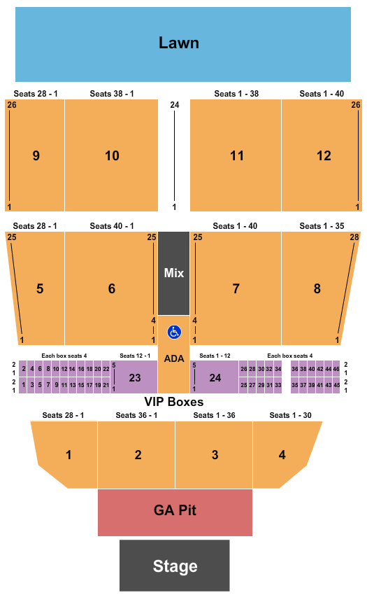 Darling's Waterfront Pavilion Seating Chart: Reserved Small GA Pit