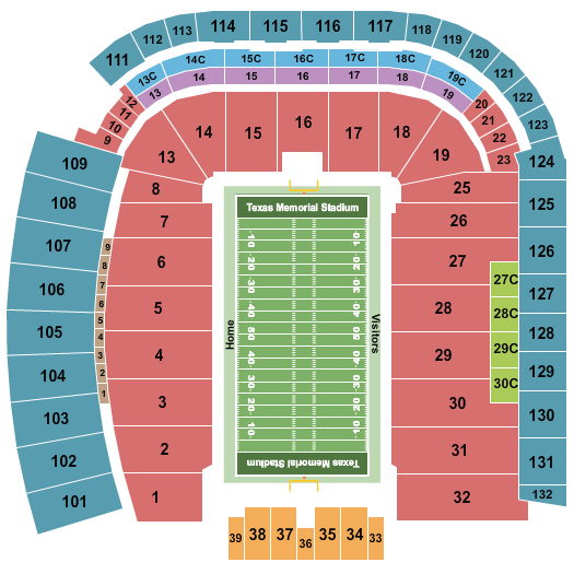 Darrell K. Royal - Texas Memorial Stadium Seating Chart: Football