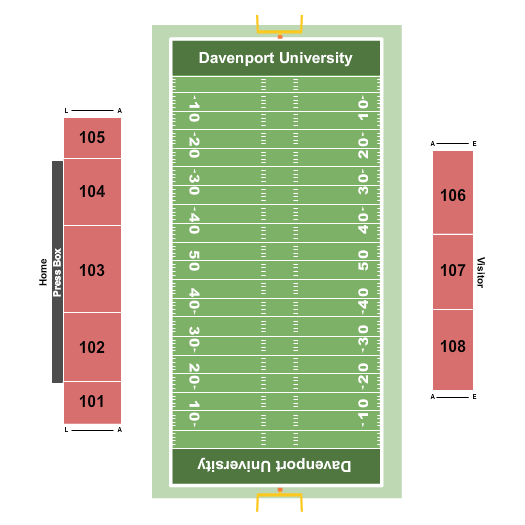 Davenport University Farmer's Insurance Athletic Complex Seating Chart: Football