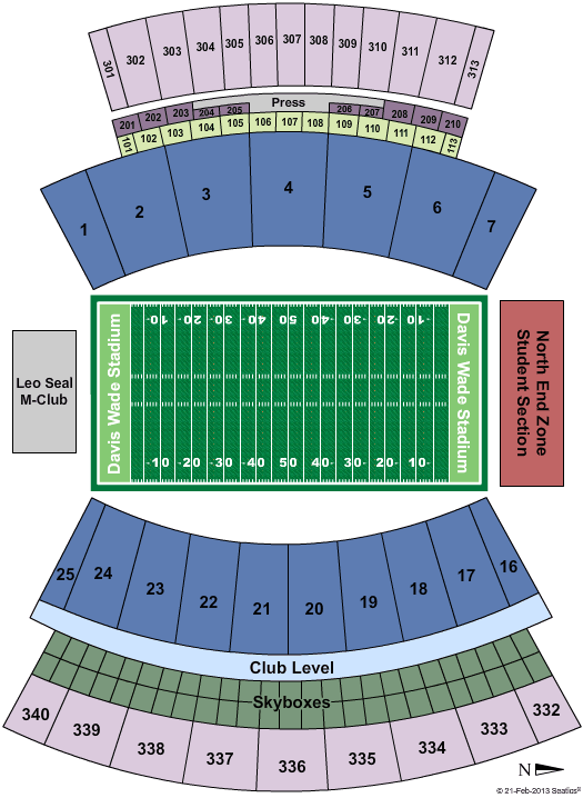 Davis Wade Stadium At Scott Field Seating Chart