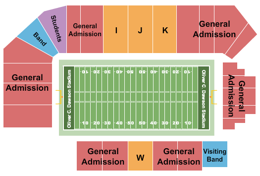 Dawson Bulldog Stadium Seating Chart: Football
