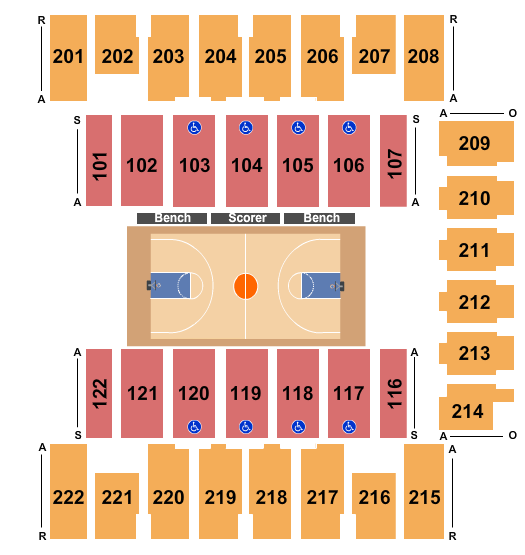 Daytona Beach Ocean Center Seating Chart: Basketball 2