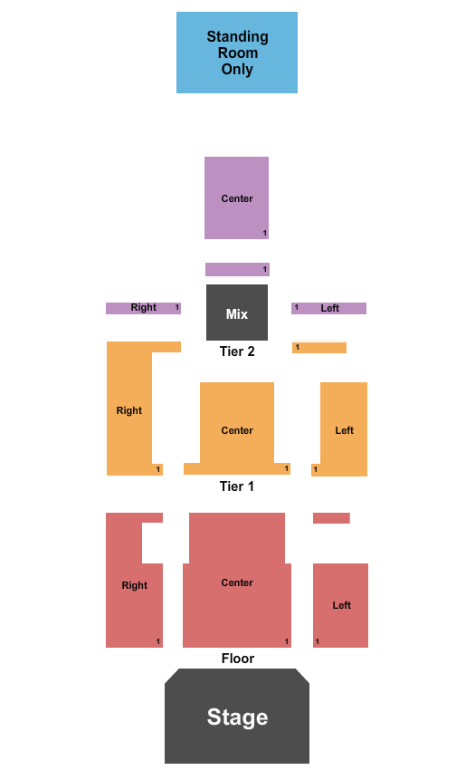 Delmar Hall Seating Chart: End Stage SRO