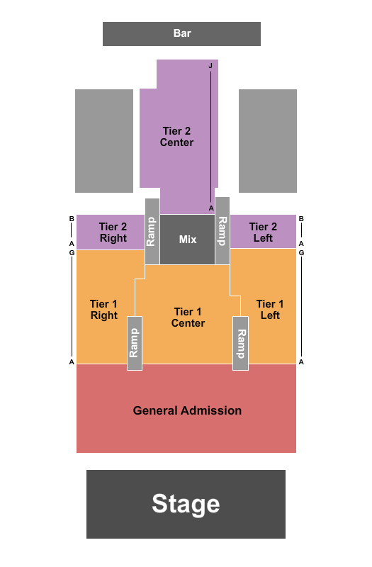 Delmar Hall Seating Chart: GA & Tiers 2
