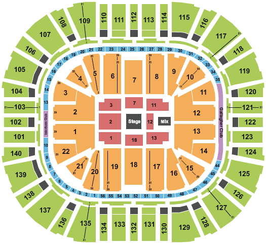 Delta Center Seating Chart: Center Stage - No SRO