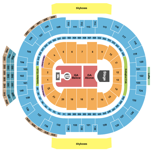 Delta Center Seating Chart: Endstage GA Above/Below
