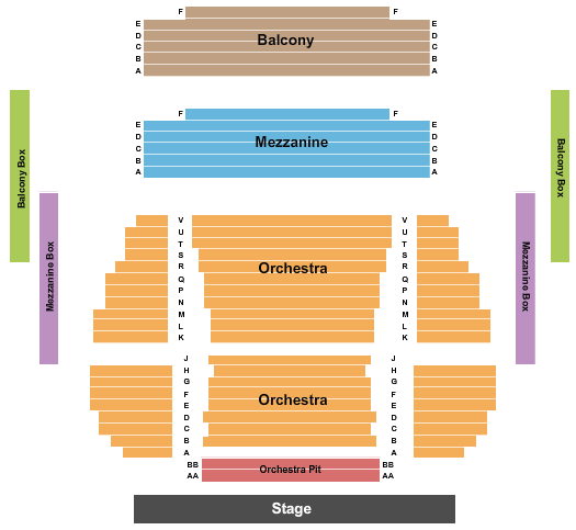 Dennis C. Moss Cultural Arts Center - Main Stage Seating Chart: Endstage Pit