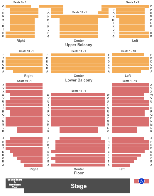 Dennison Theatre Seating Chart: End Stage
