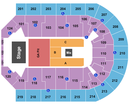 Denny Sanford Premier Center Seating Chart: Endstage Pit 2