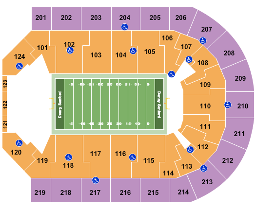 Denny Sanford Premier Center Seating Chart: Football