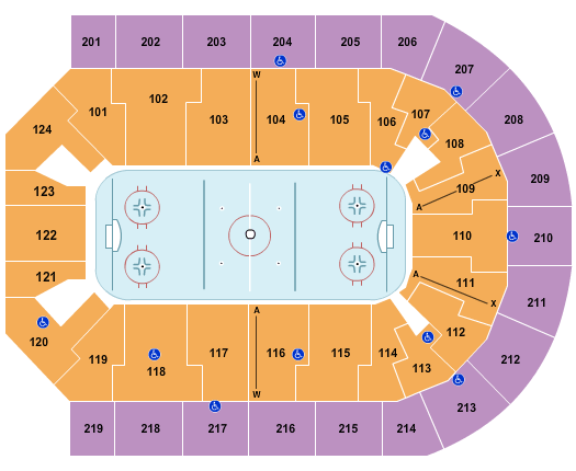 Denny Sanford Premier Center Seating Chart: Hockey