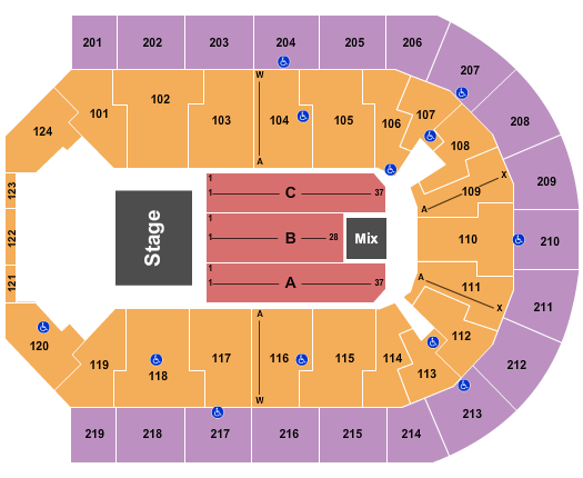 Denny Sanford Premier Center Seating Chart With Rows