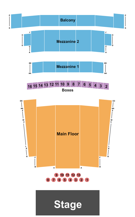 Detroit Opera House Seating Chart: Endstage Tables