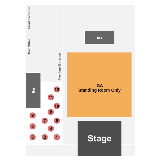 Diamond Ballroom Seating Chart: Endstage Tables 3