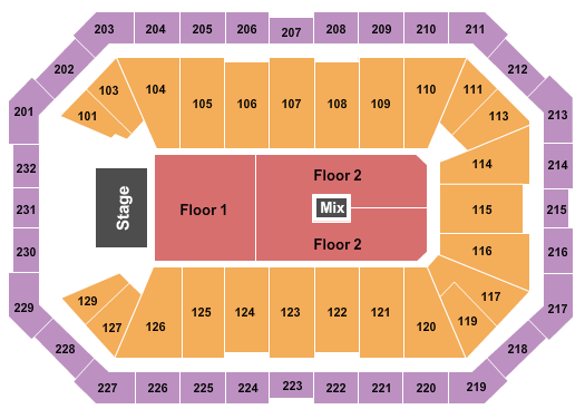 Dickies Arena Seating Chart: Endstage Floor 1 & 2