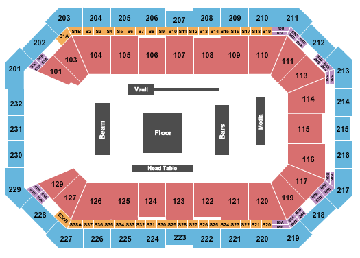 Dickies Arena Seating Chart: Gymnastics