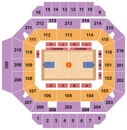 Diddle Arena Seating Chart: Basketball - Women