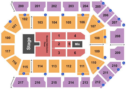 Dignity Health Arena Seating Chart: Endstage GA Floor 2