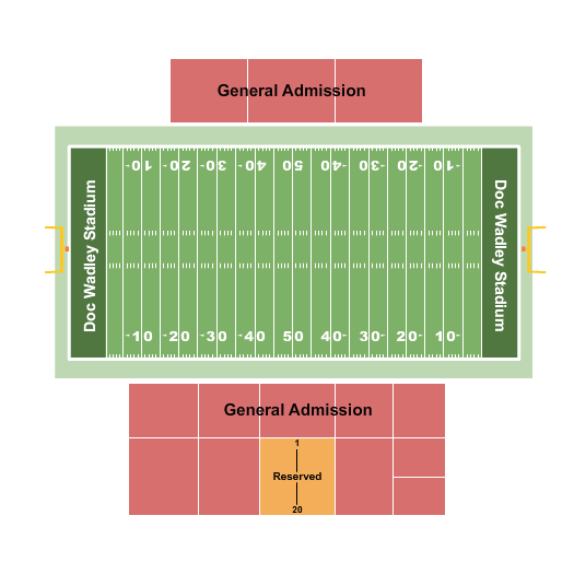 Doc Wadley Stadium Seating Chart: Football