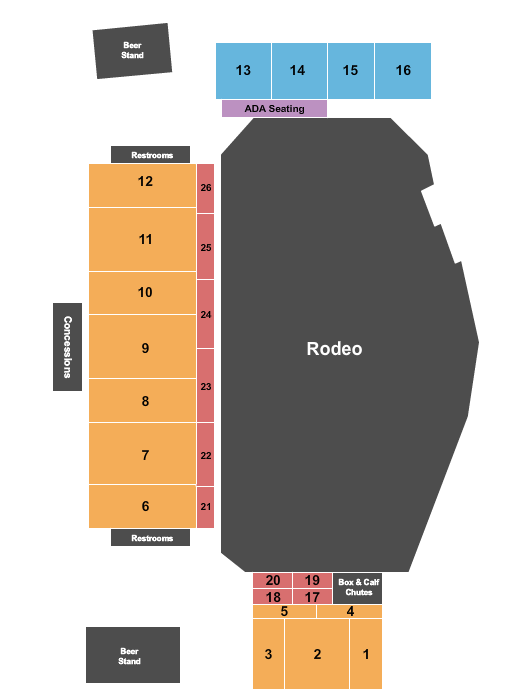Dodge City Roundup Rodeo Seating Chart: Rodeo