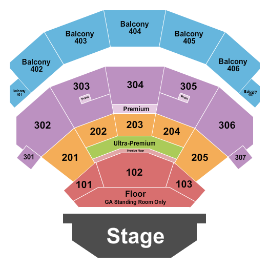 Dolby Live at Park MGM Seating Chart: GA Floor/101-103