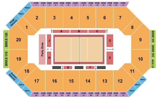 Lee's Family Forum Seating Chart: Volleyball