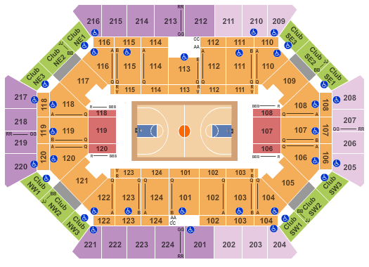 Donald L. Tucker Civic Center Seating Chart: Basketball with Upper GA