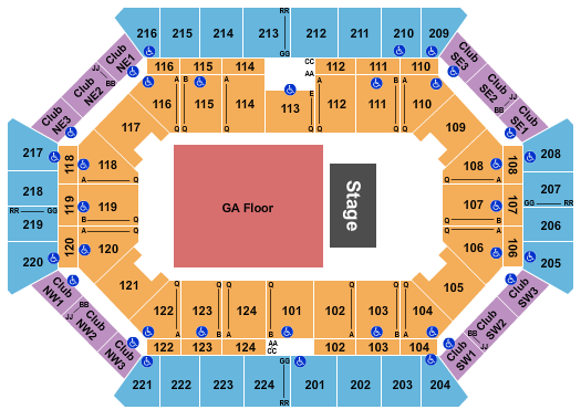 Donald L. Tucker Civic Center Seating Chart: Endstage GA Floor