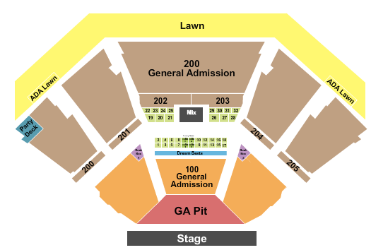 Dos Equis Pavilion Seating Chart: Endstage GA Pit/100 & 200's