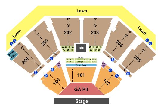 Dos Equis Pavilion Seating Chart: Endstage GA Pit - Row C