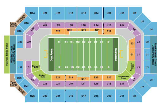 Dow Arena At Dow Event Center Seating Chart: Football - Indoor