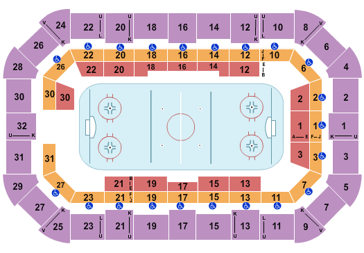 Dow Arena At Dow Event Center Seating Chart: Hockey