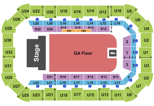 Dow Arena At Dow Event Center Seating Chart: Endstage GA Floor 2