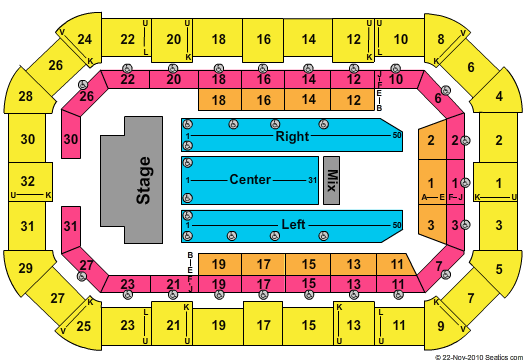 Dow Event Center Seating Map
