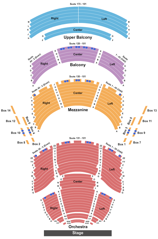 Dr. Phillips Center - Walt Disney Theater Seating Chart: Endstage 2 - Row AAA