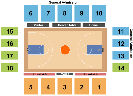 Draddy Gymnasium Seating Chart: Basketball 2