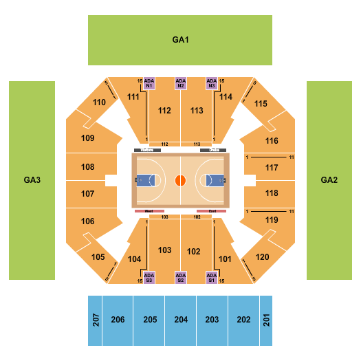 Drake Knapp Center Seating Chart: Basketball 2