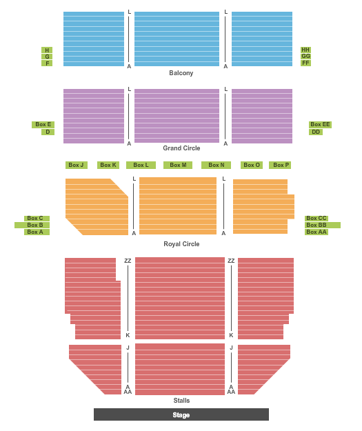 Drury Lane Theatre Royal Seating Chart: End Stage