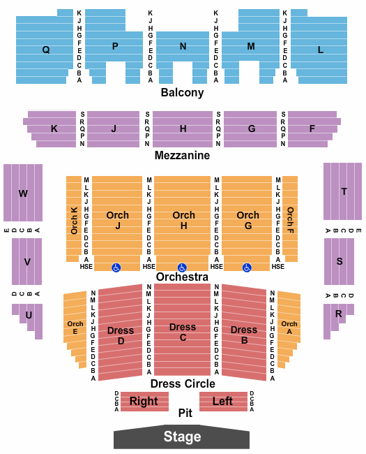 Raleigh Memorial Auditorium At Martin Marietta Center for the Performing Arts Seating Chart: End Stage Pit
