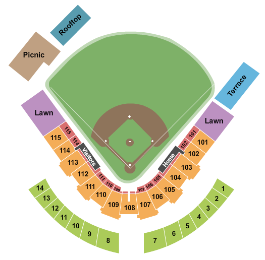 Duly Health and Care Field Seating Chart: Baseball 2019