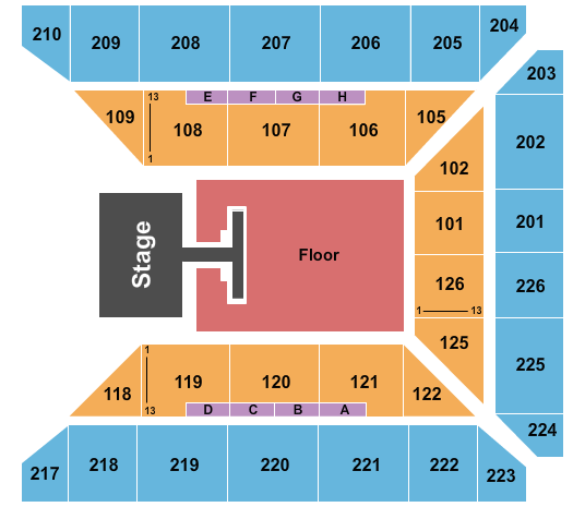 George Gervin GameAbove Center Seating Chart: Endstage GA Pit w/ Catwalk